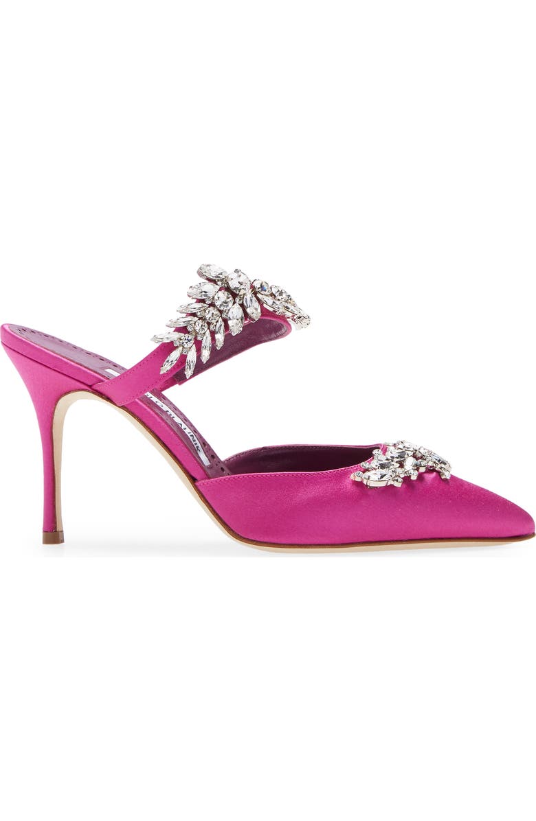 Manolo Blahnik Lurum Crystal Leaf Pointed Toe Mule, Alternate, color,