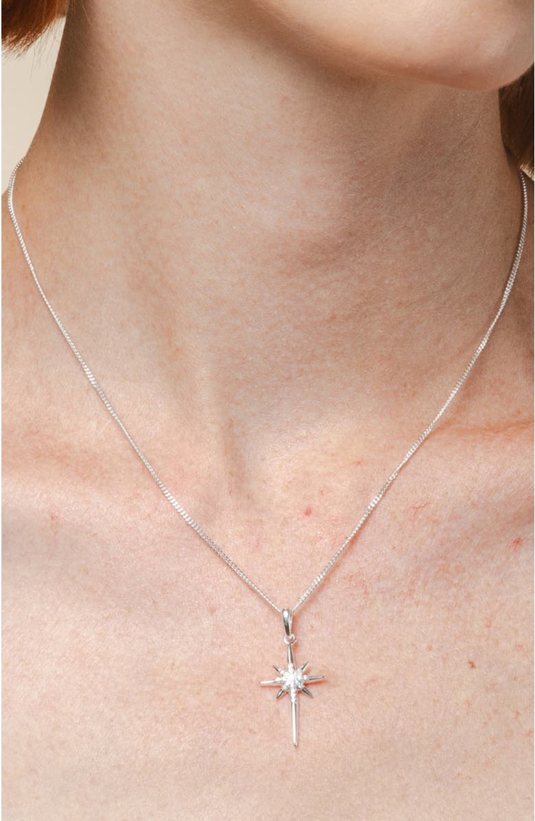 Rizen Jewelry Adoring Star Necklace, Alternate, color, Sterling Silver