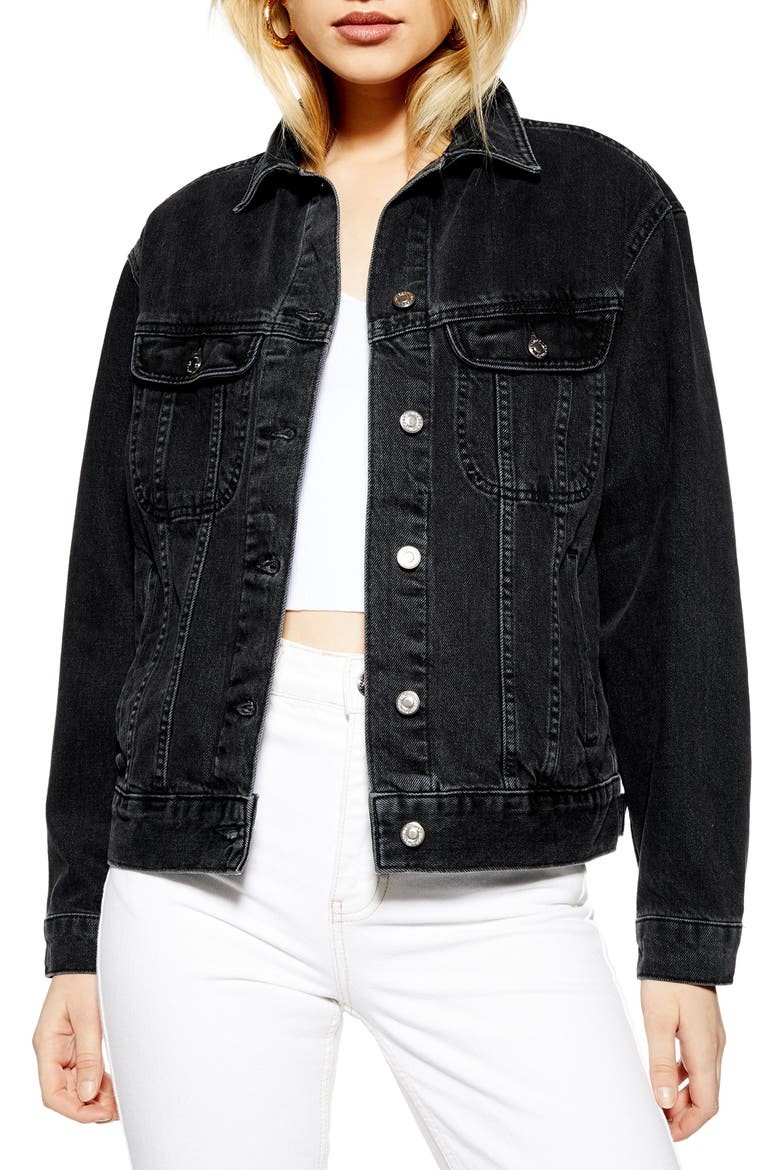 Oversize Denim Jacket, Main, color, WASHED BLACK