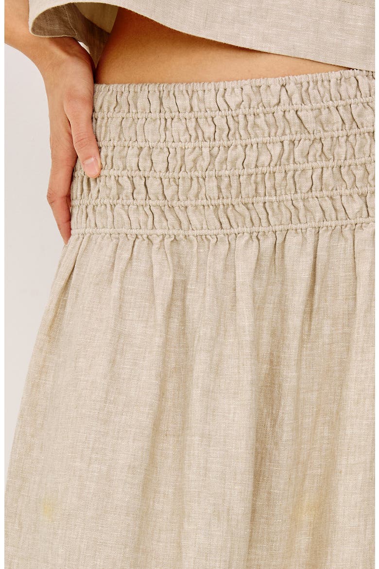 Alessa Smock Waist Linen Maxi Skirt, Alternate, color, HEATHERED FLAX