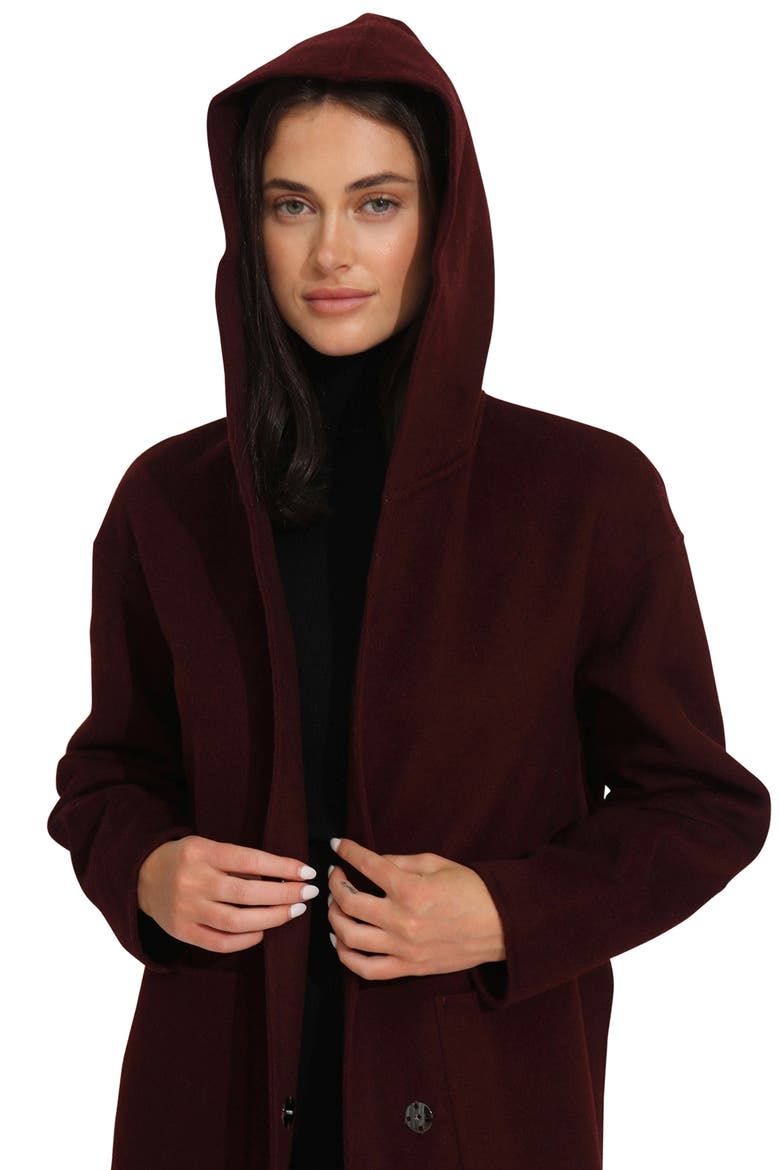 Walk This Way Oversized Hooded Wool Blend Coat, Alternate, color, BURGUNDY