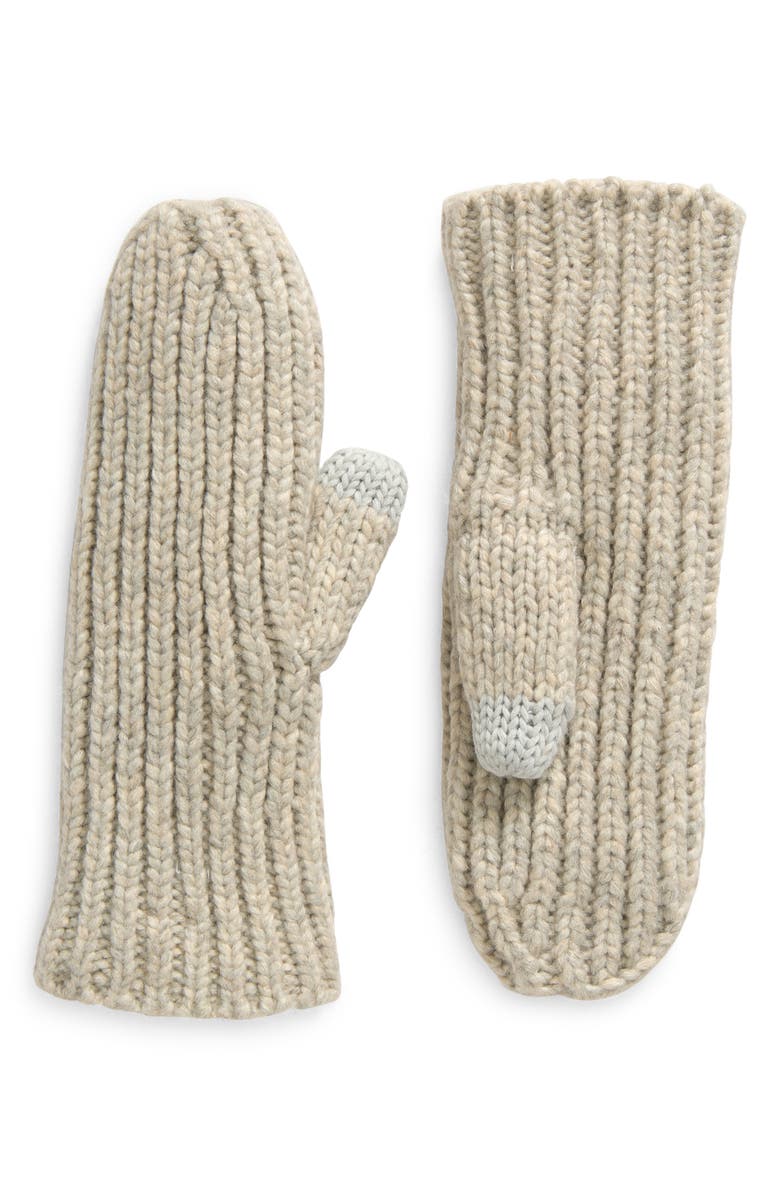 UGG<sup>®</sup> Metallic Chunky Rib Mittens, Main, color, Light Grey