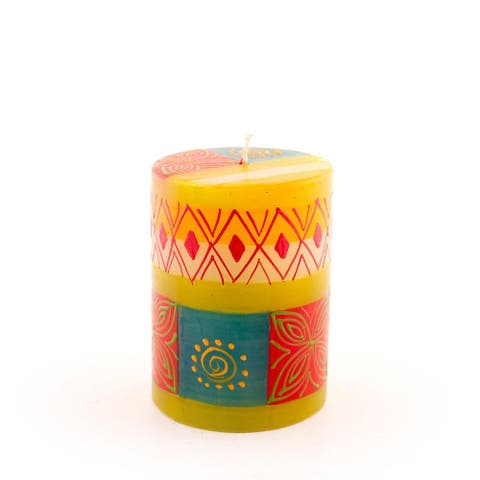 Desert Rose Painted Pillar Candle