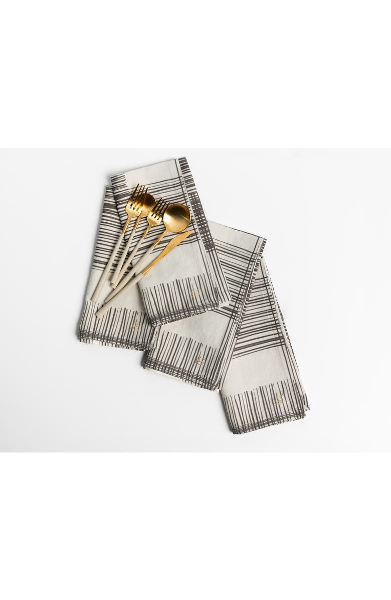 House of Revelry Hard Rock Napkins Set of Four, Alternate, color, Grey & Black