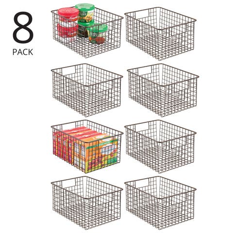 Metal Wire Food Organizer Basket with Built-In Handles, 12 x 9 x 6 - 8 Pack