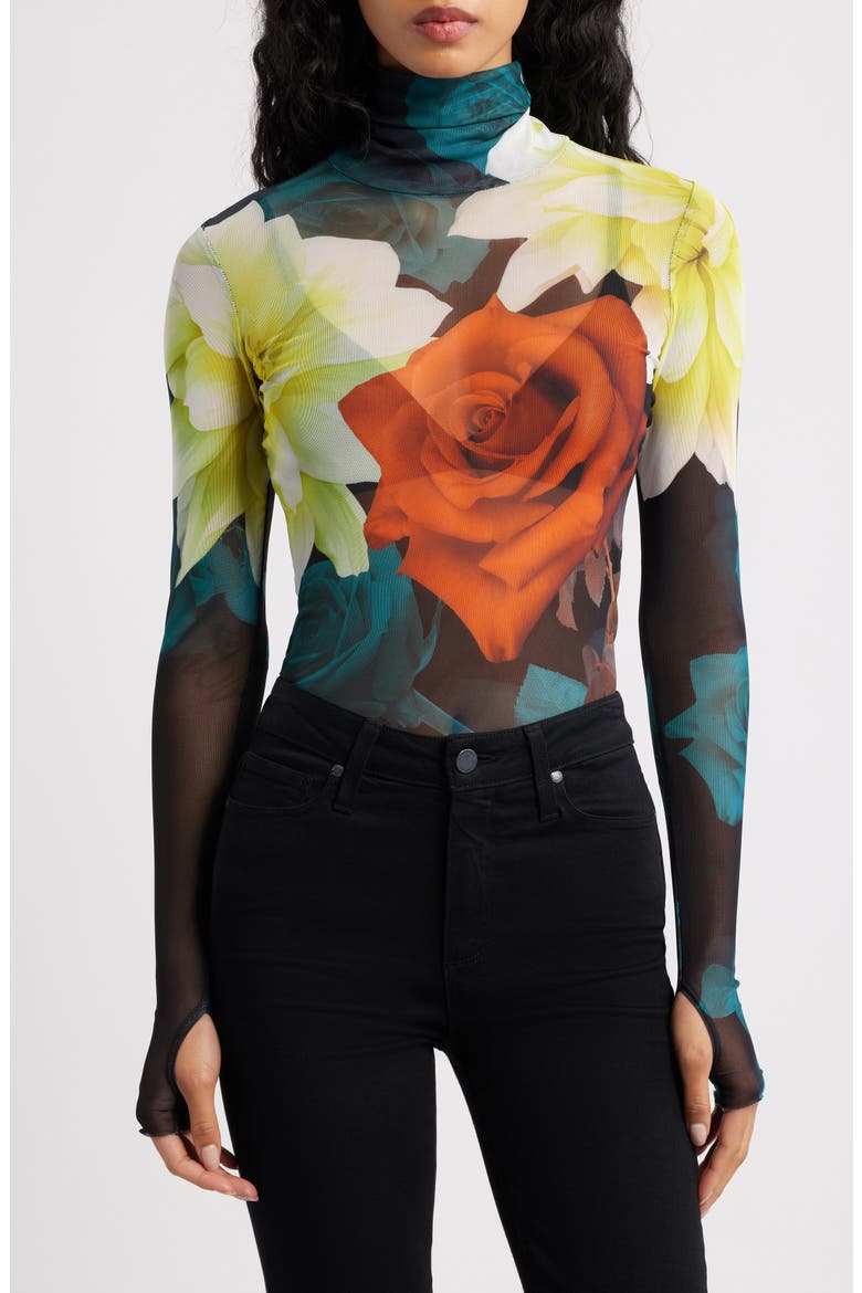 Zadie Floral Mesh Top, Main, color, CITRON BLOSSOM