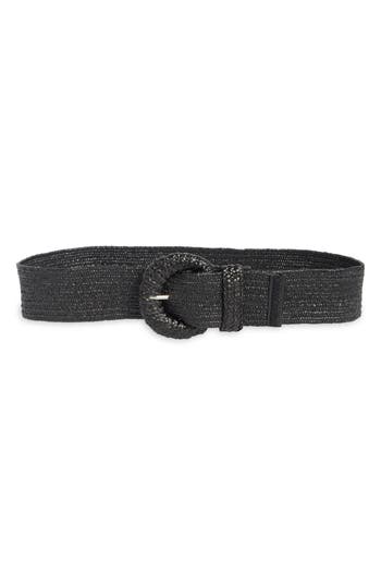 Vince Camuto Stretch Straw Wrapped Buckle Belt