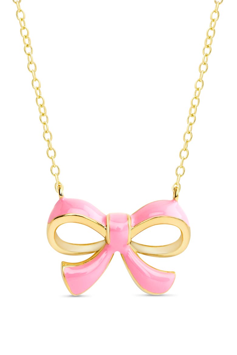 Bow Pendant Necklace, Main, color, GOLD