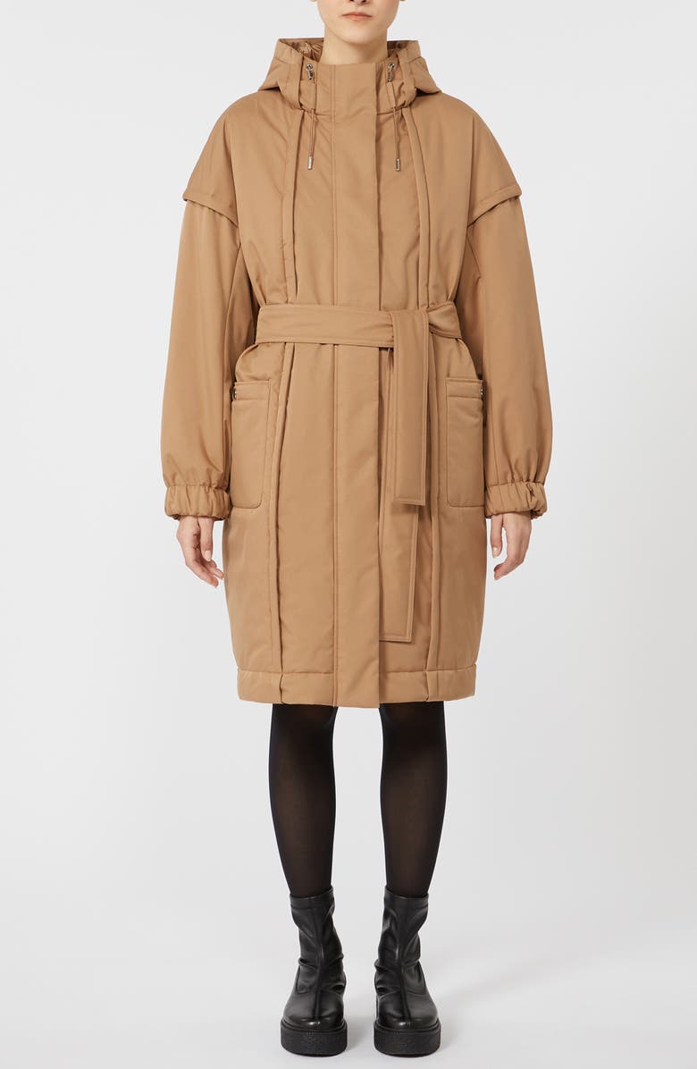 MM by Max Mara Fez Hooded Coat, Main, color, Camel