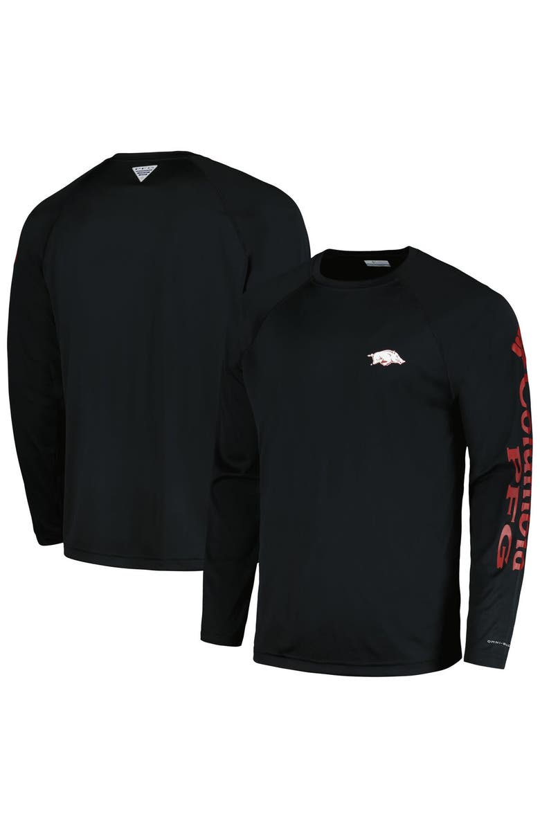 Columbia Men's Columbia Black Arkansas Razorbacks Terminal Tackle Omni-Shade Raglan Long Sleeve T-Shirt, Main, color, Cardinal