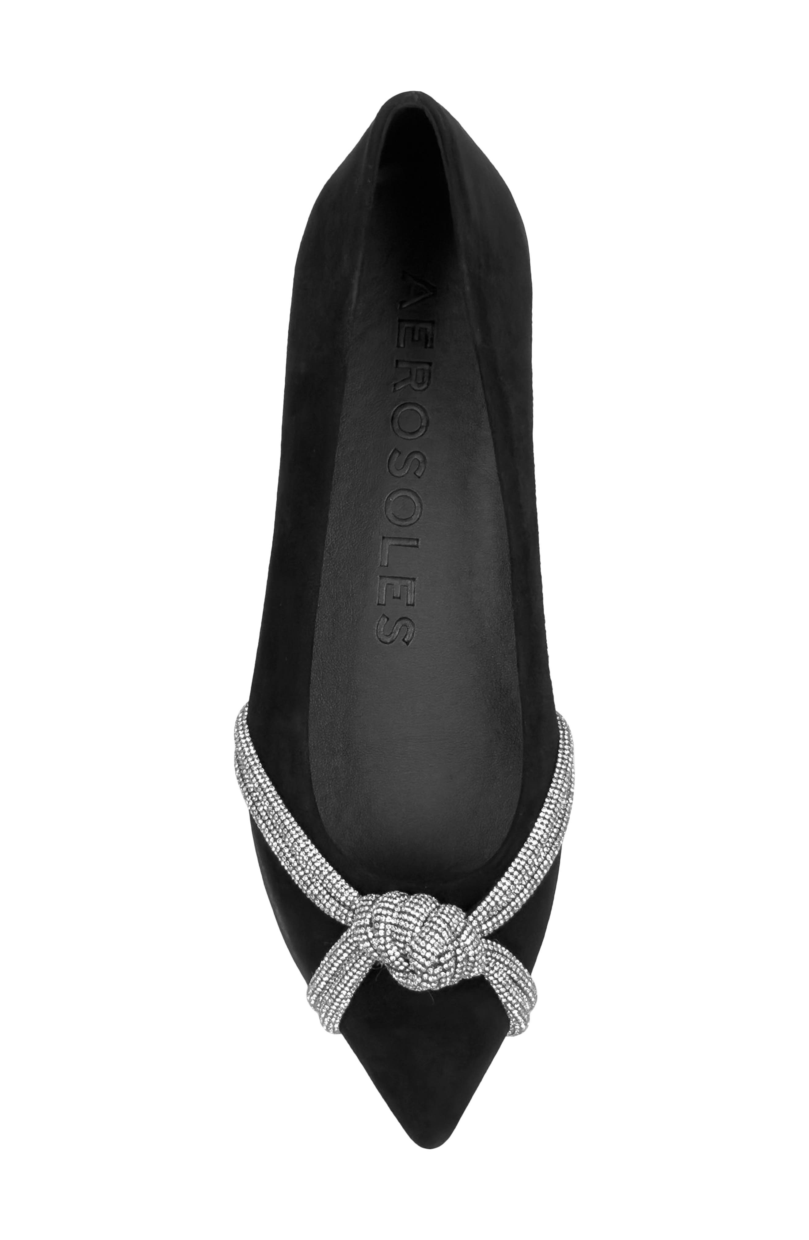 Aerosoles Damir Suede Crystal Embellished Flat, Alternate, color, Black Suede