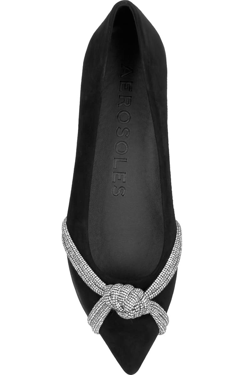 Aerosoles Damir Suede Crystal Embellished Flat, Alternate, color, Black Suede
