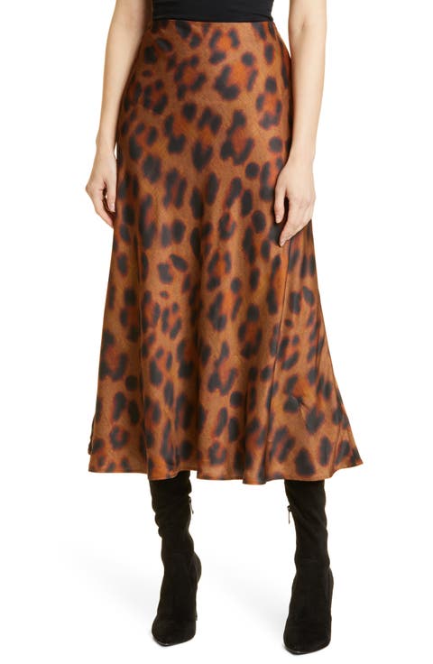 Clarisa Leopard Print Satin Maxi Skirt