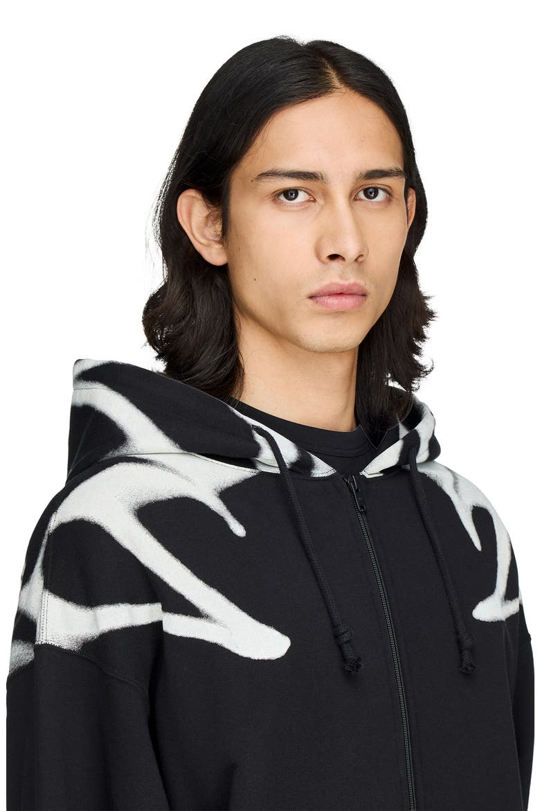 Graphic Cotton French Terry Zip Hoodie, Alternate, color, BLACK