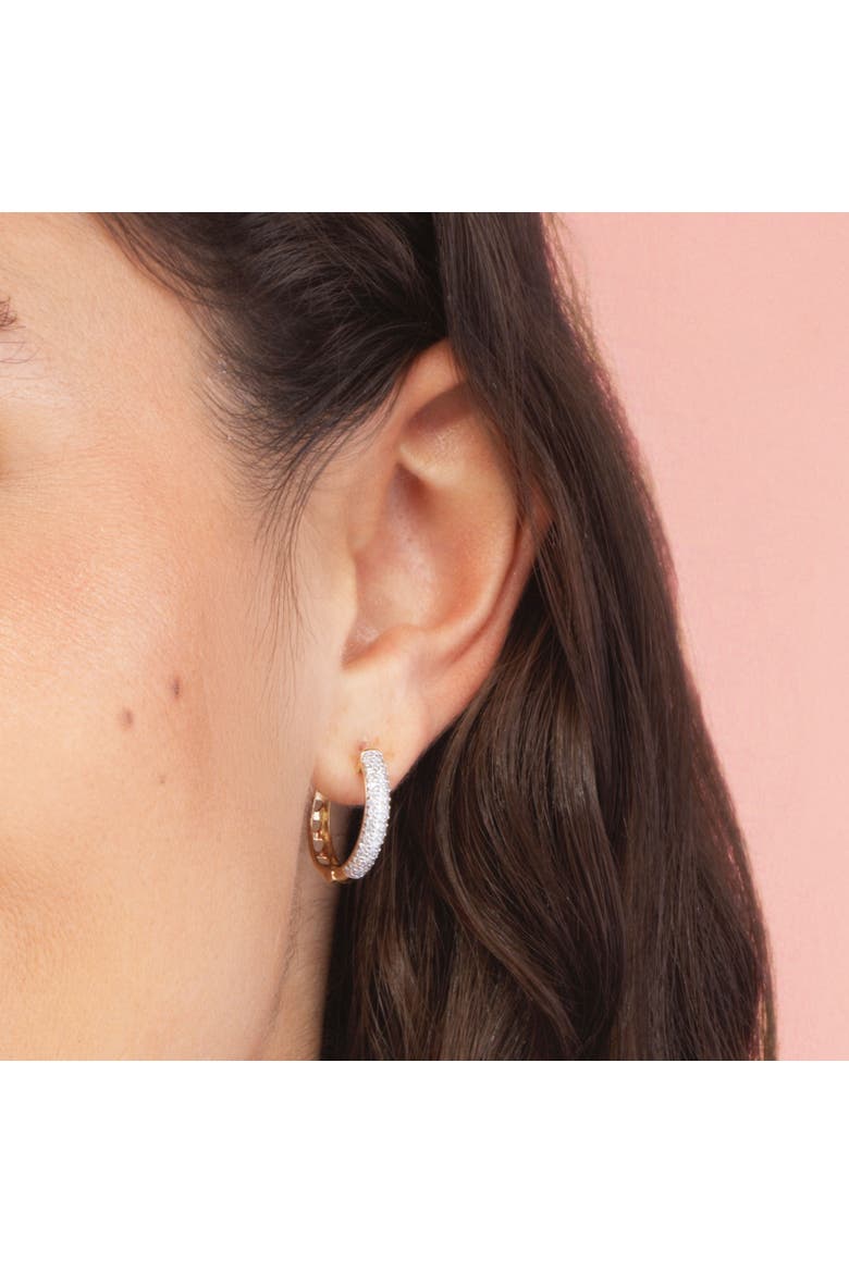 Three Row Diamond Hoop Earrings, Alternate, color, Yellow Gold