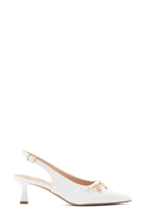 Wild Diva Lounge Aleena Chain Slingback Pump In White