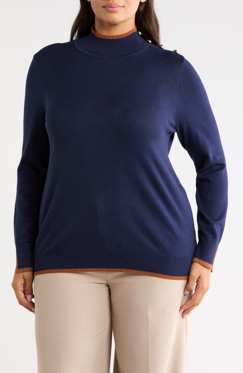 Tipped Mock Neck Sweater