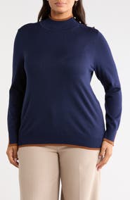 Joseph A Tipped Mock Neck Sweater