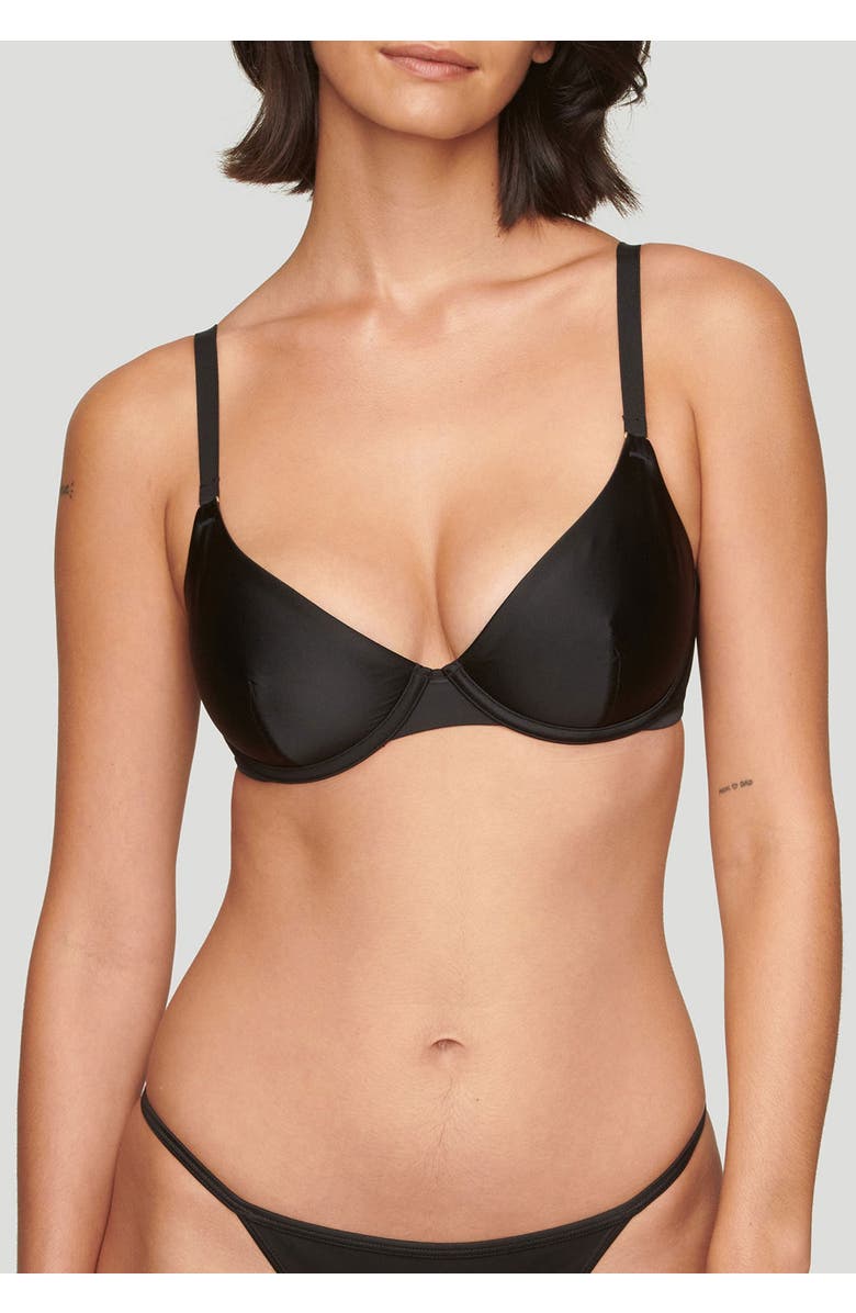 CUUP The Plunge Satin, Alternate, color, Black Shine