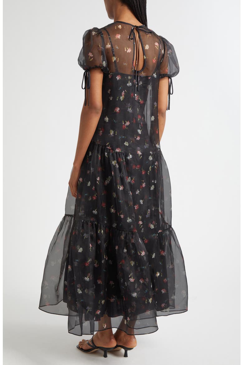 Kaida Tumbling Carnation Dress, Alternate, color, BLACK MULTI