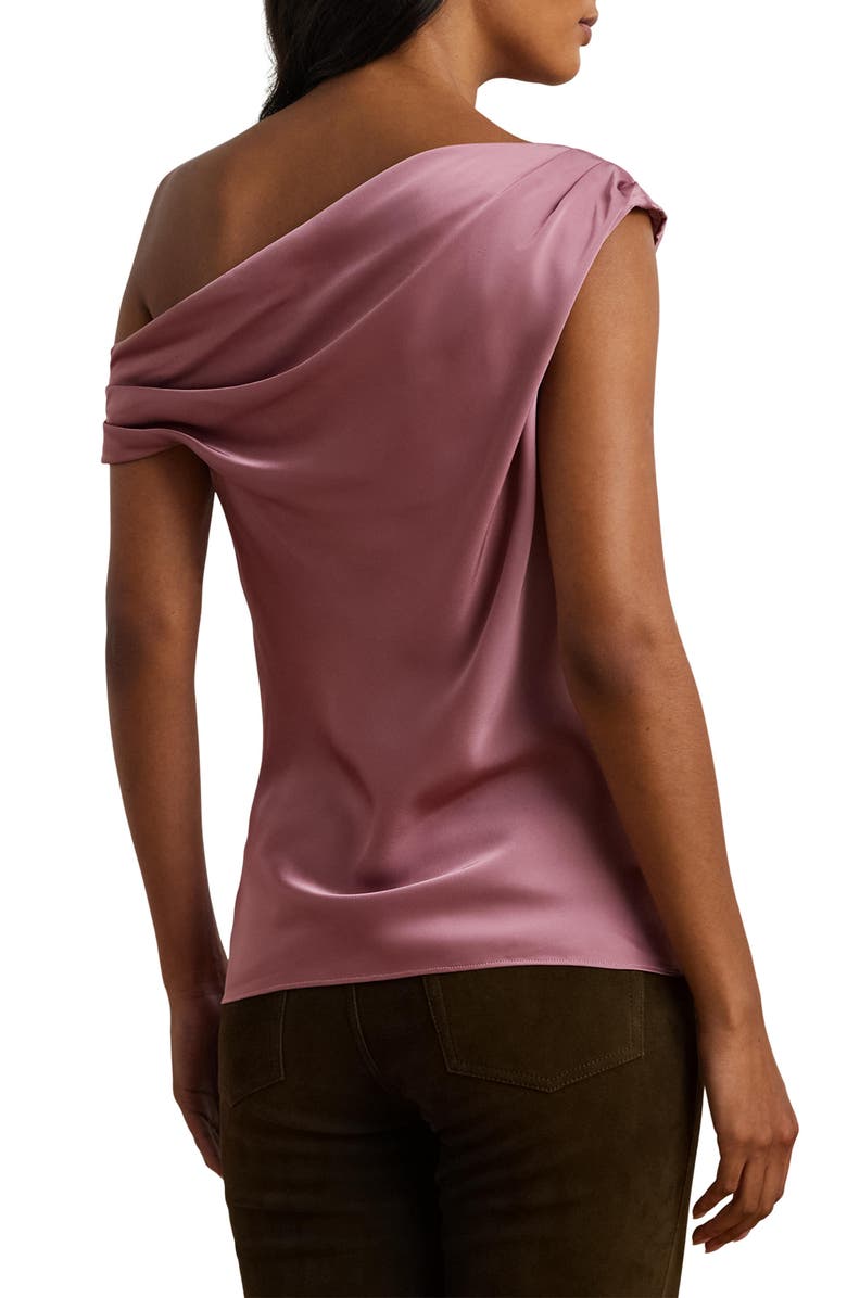 Lauren Ralph Lauren Asymmetric Drape Charmeuse Top, Alternate, color, Rose Blush