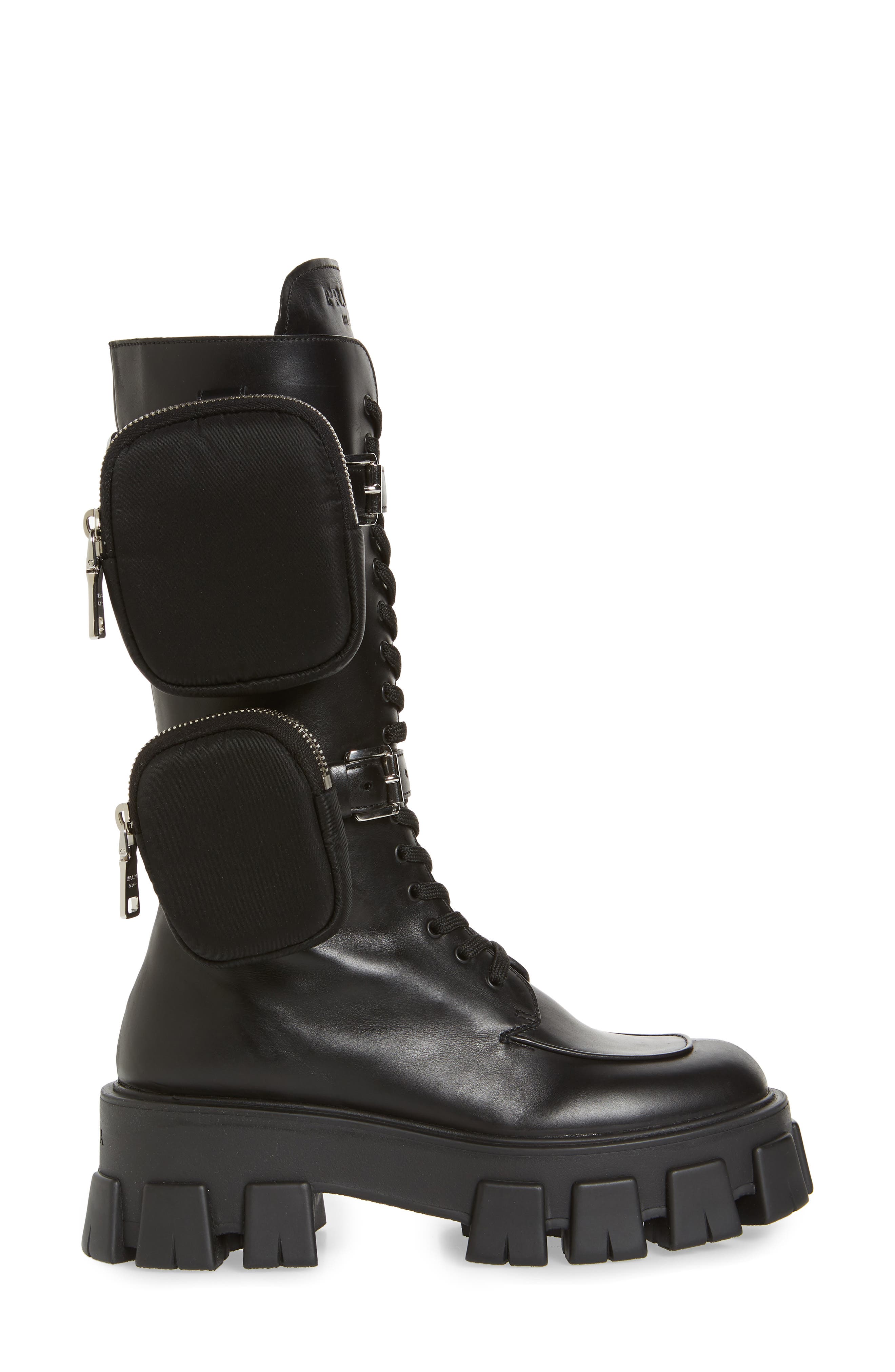 Prada Monolith Mini Bag Knee High Boot, Alternate, color, 