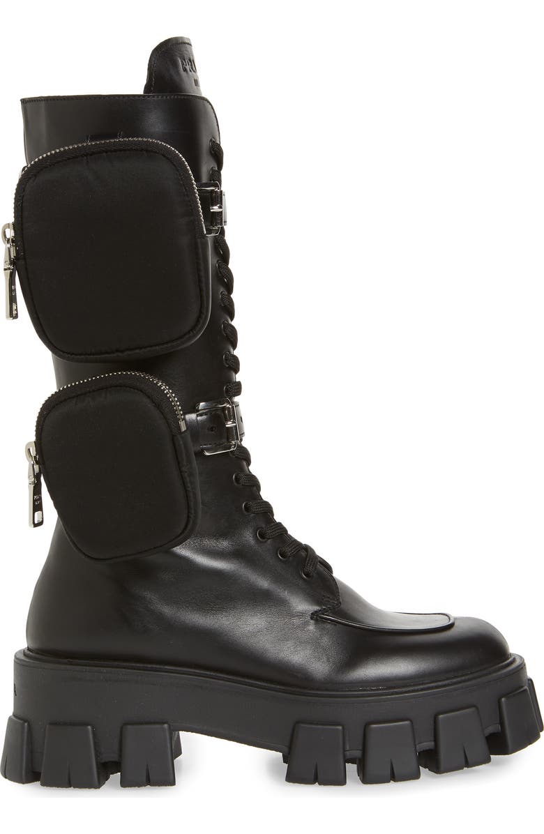 Prada Monolith Mini Bag Knee High Boot, Alternate, color,