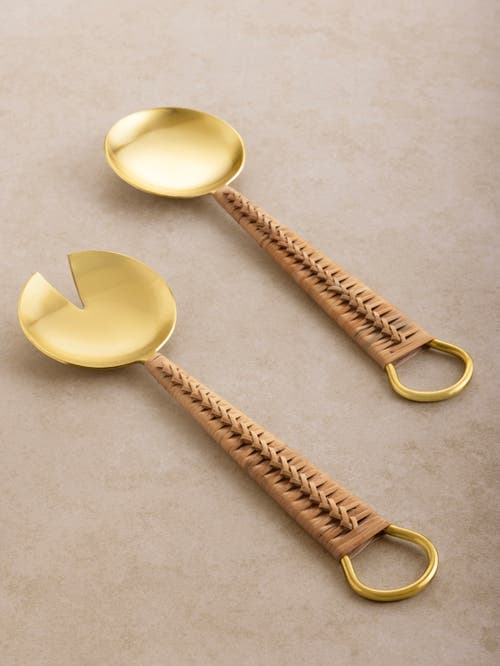Gauri Kohli Helsinki Salad Servers, Set Of 2 In Gold