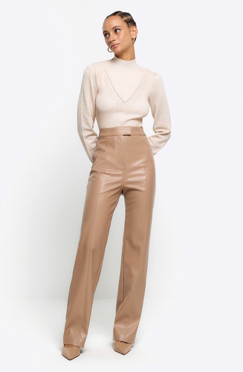 River Island Balloon Sleeve Metallic Rib Sweater, Alternate, color, 