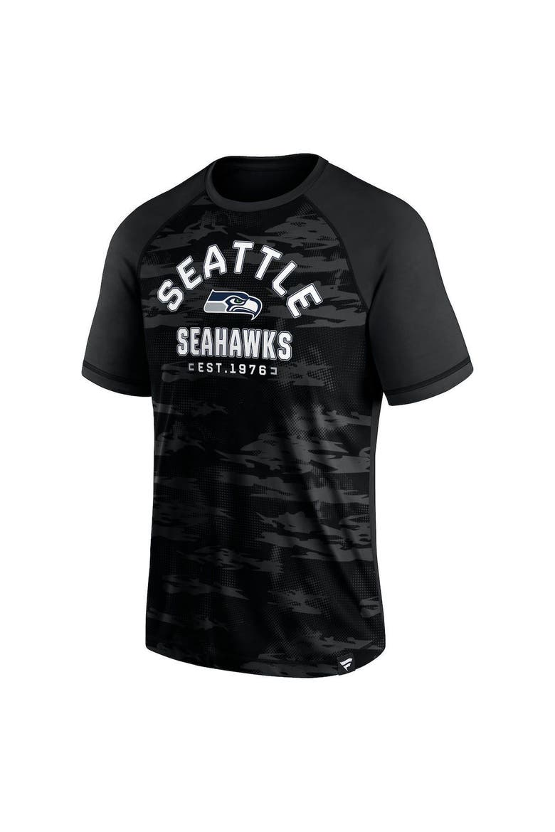 Men's Fanatics Branded Seattle Seahawks Blackout Hail Mary Raglan T-Shirt, Alternate, color, Black