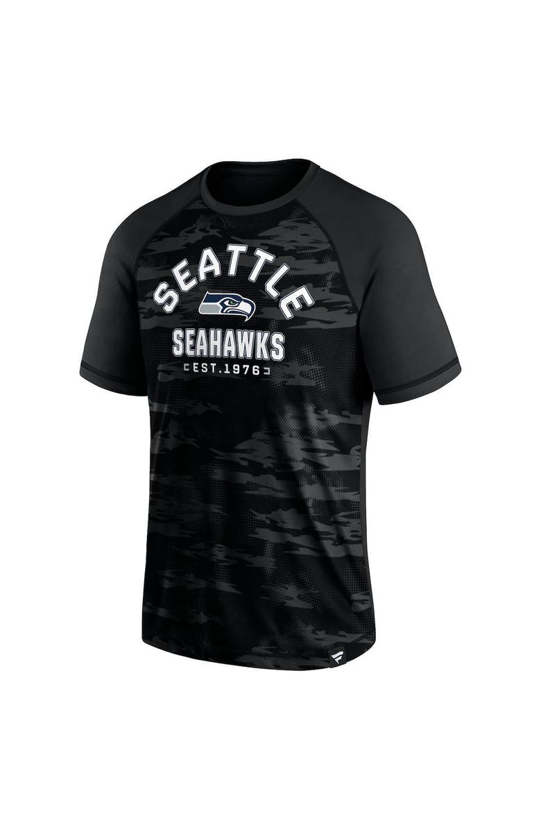 FANATICS Men's Fanatics Branded Seattle Seahawks Blackout Hail Mary Raglan T-Shirt, Alternate, color, 