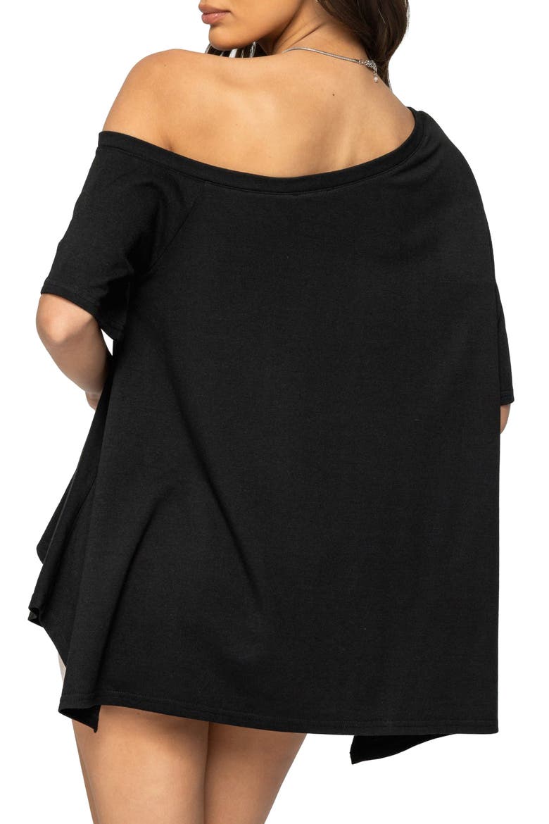 Josy One-Shoulder Handkerchief Hem Knit Top, Alternate, color, BLACK