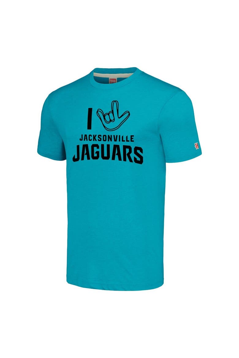 Unisex Homage  Teal Jacksonville Jaguars The NFL ASL Collection by Love Sign Tri-Blend T-Shirt, Alternate, color, Teal