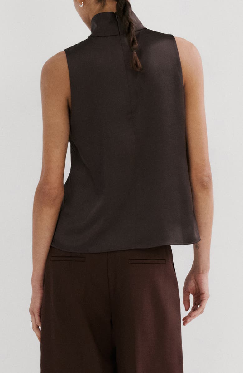MANGO Mock Neck Sleeveless Satin Top, Alternate, color, Chocolate