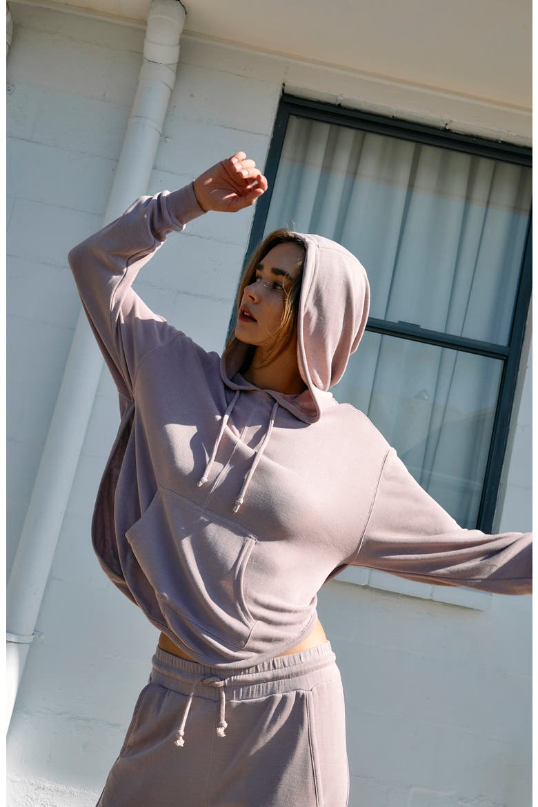 Free People FP Movement Back Into It Cutout Hoodie, Alternate, color, MOONLIGHT MAUVE