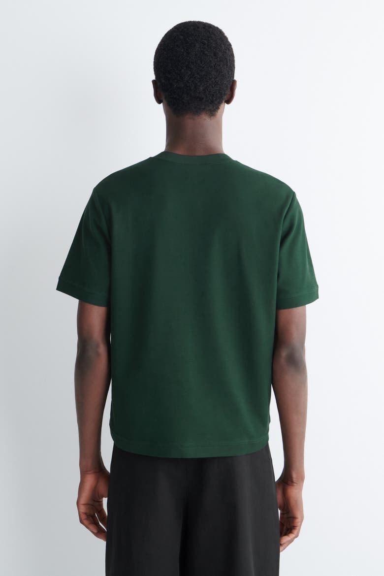 Contrast-tipped Cotton-piqué Henley Top, Alternate, color, FOREST GREEN