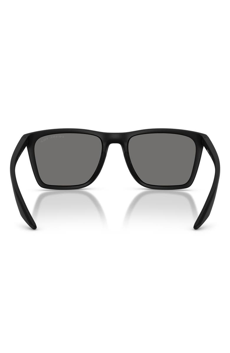 Prada Linea Rossa 56mm Polarized Pillow Sunglasses, Alternate, color, Matte Black / Dark Grey Polar