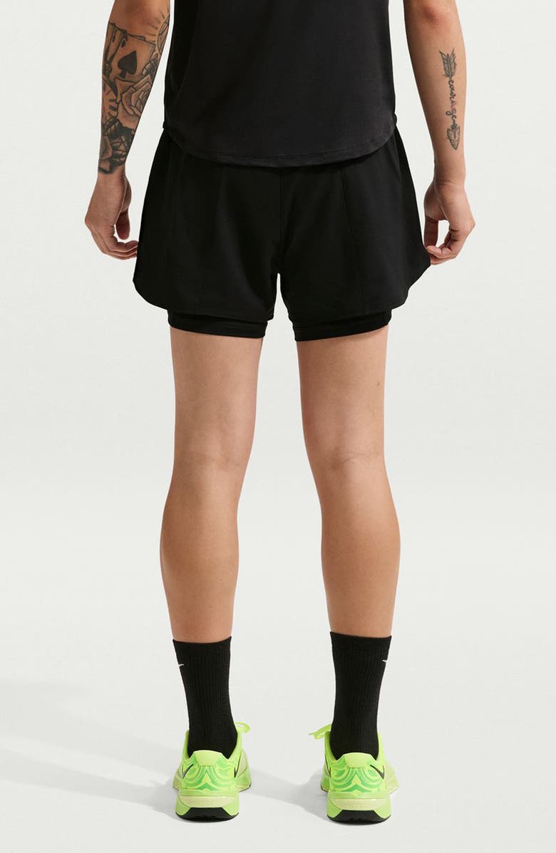 Nike One Dri-FIT High-Waisted 3-Inch 2-in-1 Shorts, Alternate, color, 011 Black/White