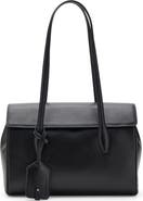 MANGO Medium Leather Shoulder Bag with Charm