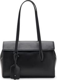 MANGO Medium Leather Shoulder Bag with Charm