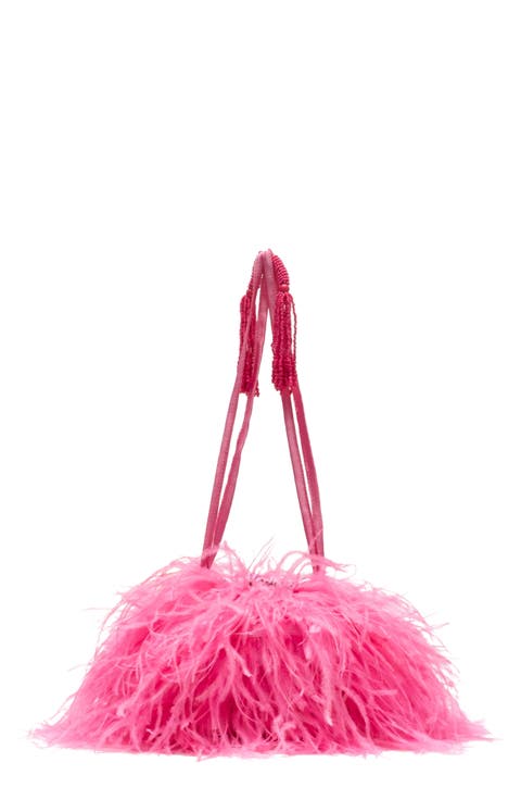 Pouf Faux Feather Satin Bag