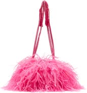 Frances Valentine Pouf Faux Feather Satin Bag