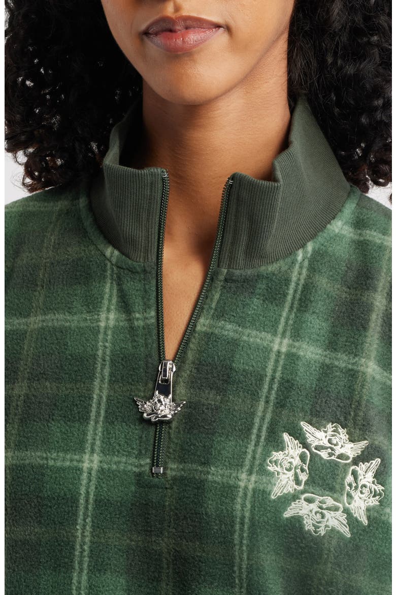 Heavenly Logo Detail Half-Zip Pullover, Alternate, color, GREEN PLAID