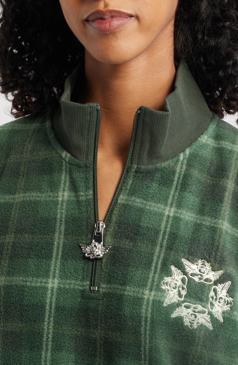 BOYS LIE Heavenly Logo Detail Half-Zip Pullover, Alternate, color, Green Plaid
