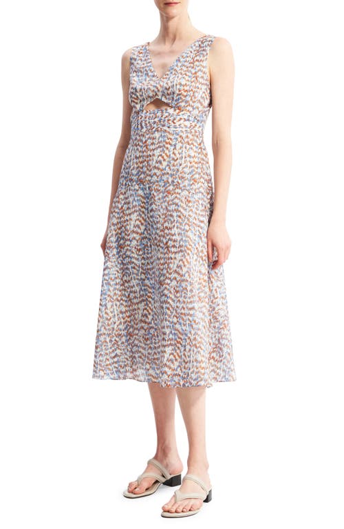 Theory Sleeveless Printed Midi A-line Dress In Blue Multi - G0d