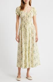 DÔEN Ashlynn Floral Organic Cotton Voile Midi Dress