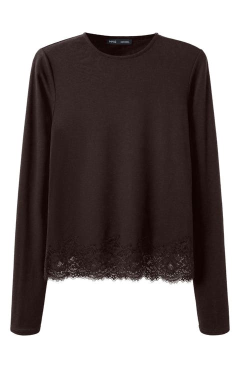 Lace Detail Long Sleeve Top
