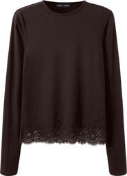MANGO Lace Detail Long Sleeve Top