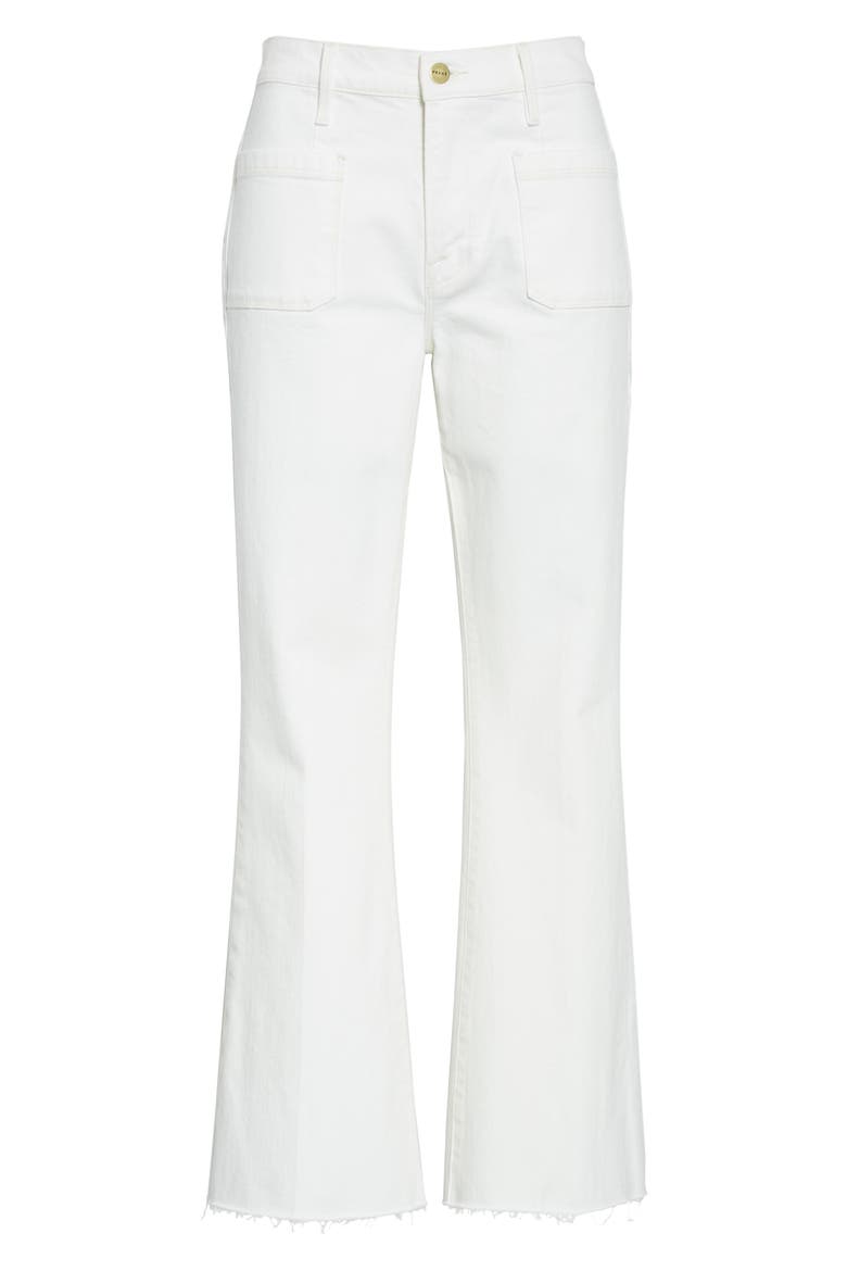 Le Bardot Patch Pocket Crop Flare Jeans, Alternate, color, BLANC