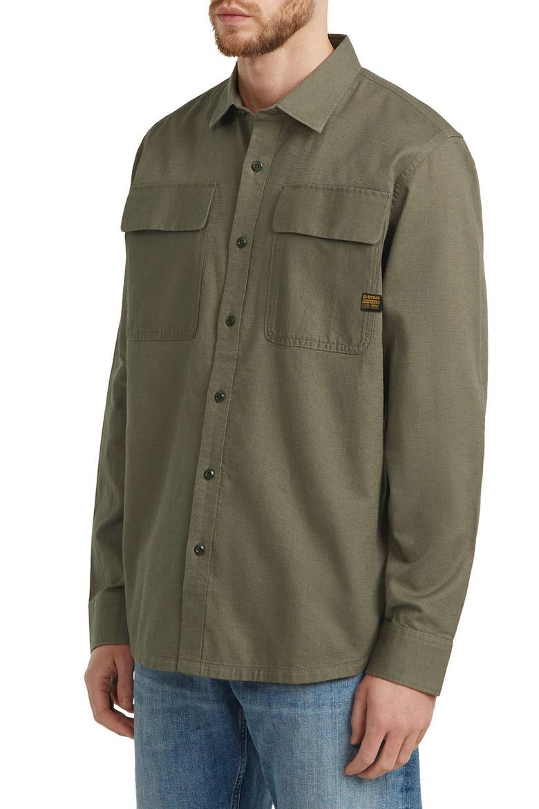 CPO Regular Fit Cotton & Linen Button-Up Shirt, Alternate, color, TURF